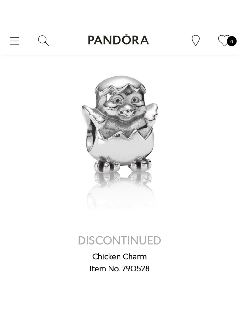 Authentic Retired Pandora- Spring Chicken Charm Easter Chick Egg Hatching